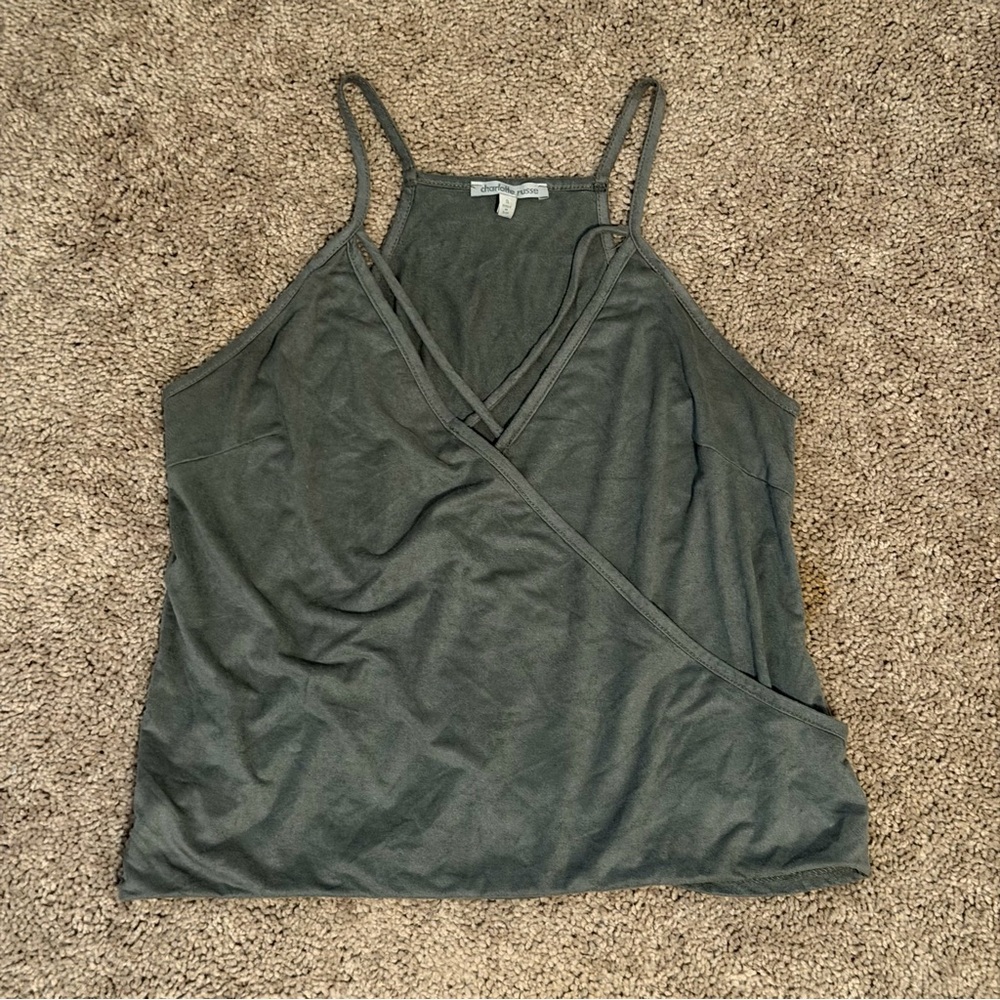 Charlotte Russe Dark Gray Suede Wrap Tank Top